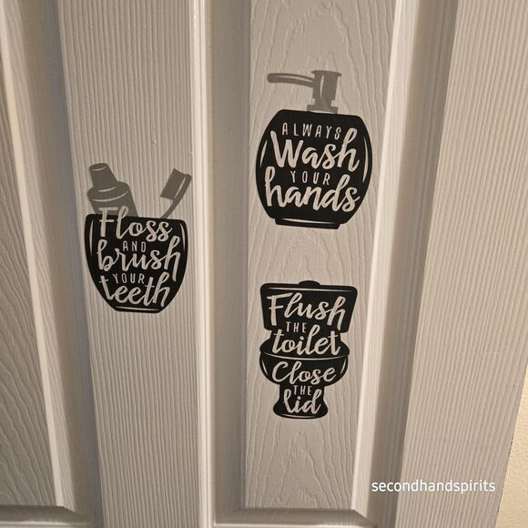 Bathroom Powder Room Wall Art Stickers Set Of 3 DIY - Picture 2 of 2